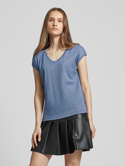 Only Top mit V-Ausschnitt Modell 'SILVERY' Rauchblau 4