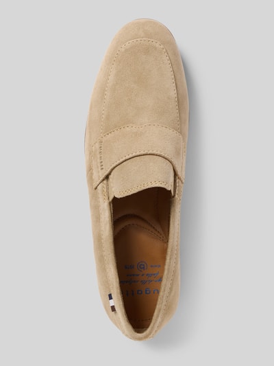 bugatti Loafers van leer met labeldetail, model 'Tryst' Beige - 3