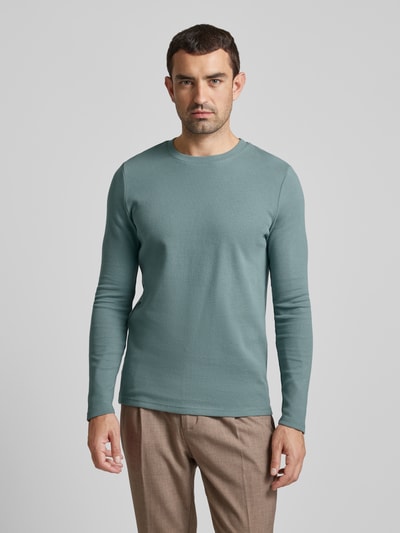 MCNEAL Longsleeve mit geripptem Rundhalsausschnitt Rauchblau Melange 4