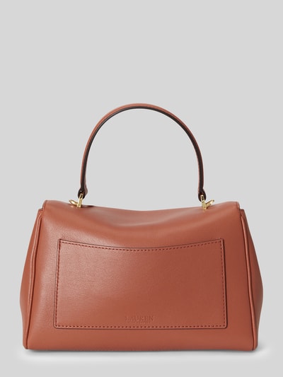 Lauren Ralph Lauren Torba na ramię z naturalnej skóry z odpinanym paskiem na ramię Terakotowy 4