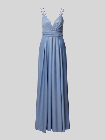 Jake*s Cocktail Abendkleid mit tiefem V-Ausschnitt Blau Melange 1