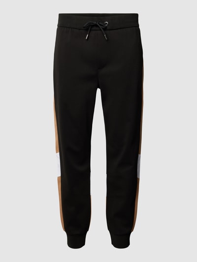 BOSS Spodnie dresowe z wyhaftowanym logo model ‘Larsen’ Czarny 2