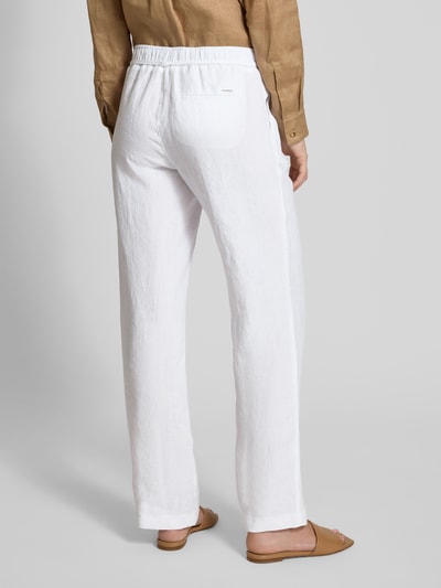 Brax Straight leg linnen broek met strikceintuur, model 'STYLE.FARINA' Wit - 5