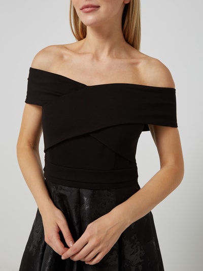 Christian Berg Cocktail Off shoulder-avondjurk met glanzend motief Zwart - 3