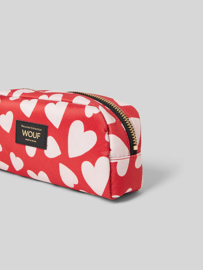 WOUF Make-uptasje in rood met all-over motiefprint, model 'Amore' Rood - 2