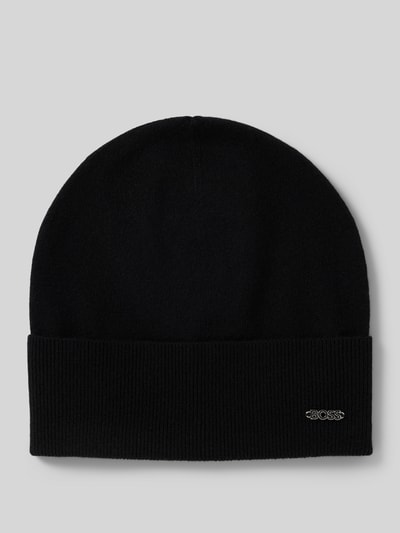 BOSS Czapka beanie z mieszanki żywej wełny i kaszmiru model ‘LARI’ Czarny 1