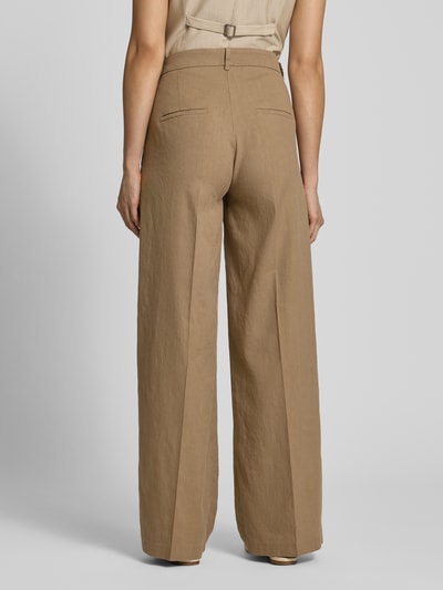 CAMBIO Relaxed fit linnen broek met steekzakken Chocoladebruin - 5