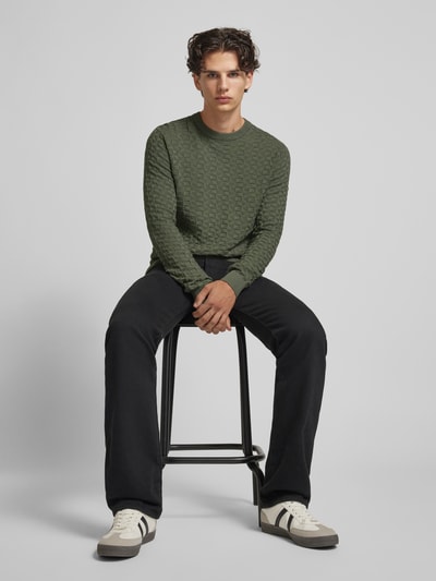 Only & Sons Gebreide pullover met structuurmotief, model 'KALLE' Olijfgroen - 1