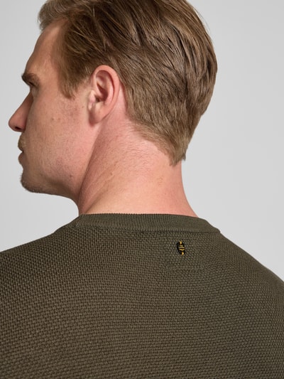 PME Legend Strickpullover mit Logo-Stitching Modell 'Ricecorn' Oliv 3