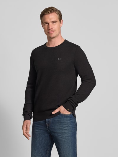 PME Legend Strickpullover mit Logo-Stitching Modell 'Ricecorn' Black 4