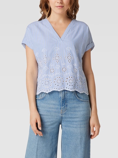 Jake*s Collection Blusenshirt mit Lochstickerei Marineblau 4