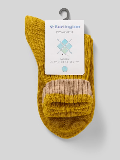 Burlington Sokken met labelprint, model 'PLYMOUTH' Geel - 3