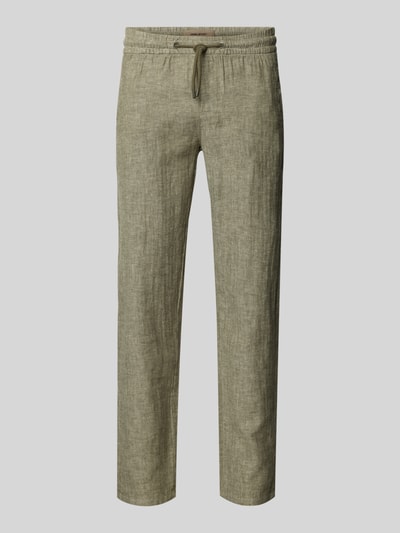 Blend Regular fit stoffen broek met tunnelkoord, model 'MORGAN' Olijfgroen - 2