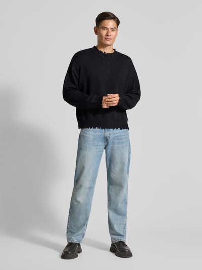 Don´t Waste Culture Sweatshirt mit gerippten Abschlüssen Modell 'Ilari' Black 1