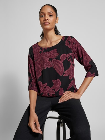 Zero Regular fit blouse van viscose met 3/4-mouwen Bordeaux - 3