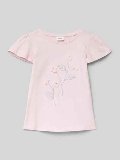 s.Oliver RED LABEL Regular Fit T-Shirt aus reine Baumwolle mit Effektgarn-Stickerei Rosa 1