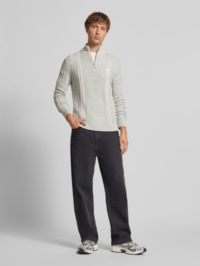 Tommy Jeans Sweter z dzianiny o kroju regular fit z czystej bawełny Jasnoszary melanż 1