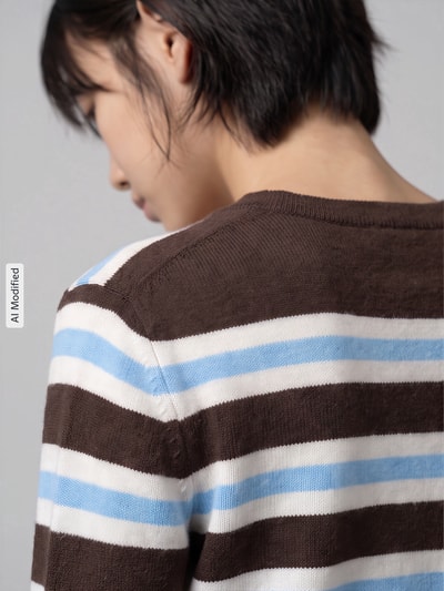 Jake*s Casual Regular Fit Pullover mit gestreiften Muster Schoko 3