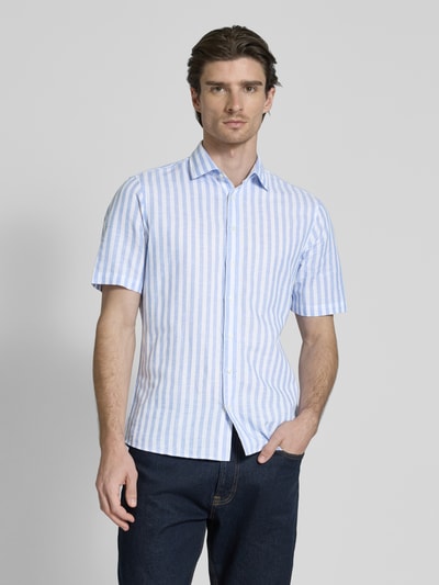 Jake*s Koszula lniana o kroju casual fit z rękawem o dł. 1/2 Błękitny 4