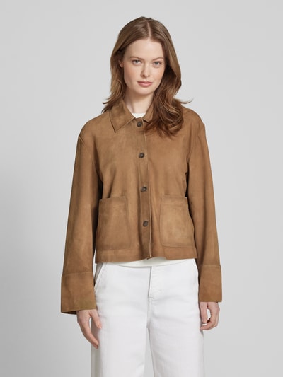 Marc O'Polo Regular Fit Lederjacke aus weichem Ziegenleder Beige 4