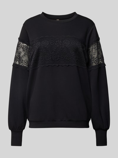 Soyaconcept Sweatshirt mit Spitzenbesatz Modell 'BANU' Black 2