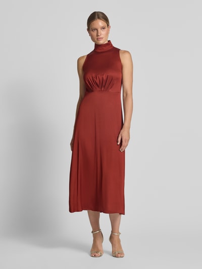 DRYKORN Maxikleid mit Stehkragen und Drapierungen Modell 'AMABEL' Rostrot 4