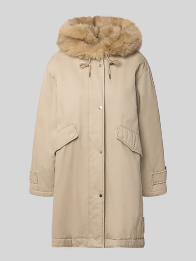 Produktfoto, beiger Regular Fit Parka aus reiner Baumwolle von Marc O'Polo mit Fellkapuze, großen Taschen und glatter Textur, Damen Parka von Marc O'Polo
