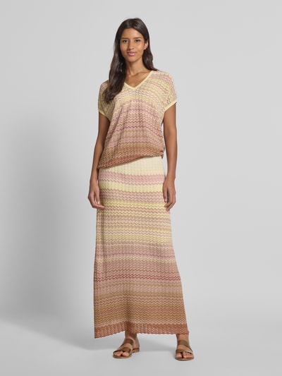 MOS MOSH Gebreide rok met structuurmotief, model 'Hopi' Roze - 1