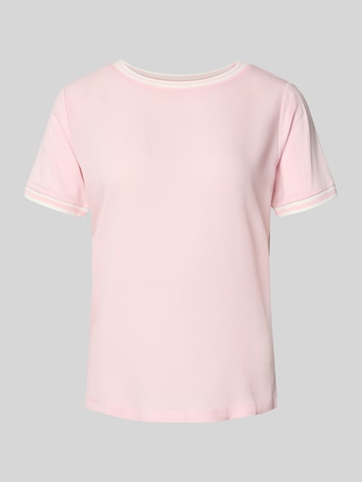 Produktfoto, T-Shirt aus Viskose-Elasthan-Mix mit Rundhalsausschnitt von More & More, jasnoróżowy, krój regular fit, długość pleców 58 cm w rozmiarze 36, gładka struktura