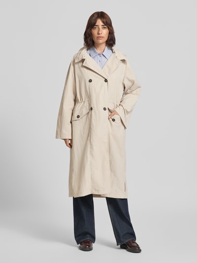 Marc O'Polo relaxed fit trenchcoat in crinklelook Zand - 1