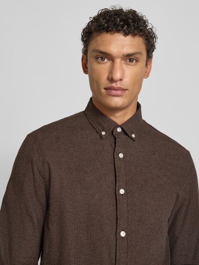 MCNEAL Regular fit vrijetijdsoverhemd met button-downkraag Chocoladebruin - 3