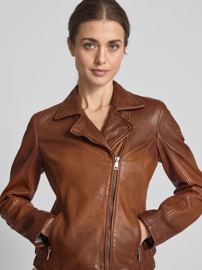 MAURITIUS Lederjacke mit Reißverschlusstaschen Modell 'Niala' Mittelbraun 3