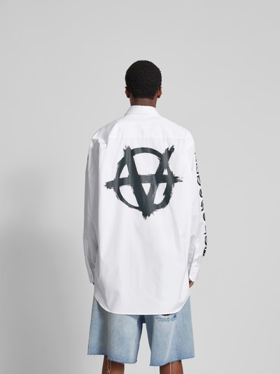 VETEMENTS Oversized Freizeithemd mit Label-Print Weiss 5