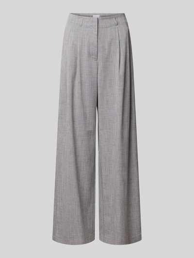 Produktfoto, Fein strukturierte Wide Leg Hose von Jake*s Collection in Hellgrau, Material-Mix mit Viskose-Anteil, weiter Schnitt, dezente Textur