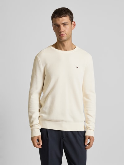 Tommy Hilfiger Gebreide pullover met logostitching Ecru - 4