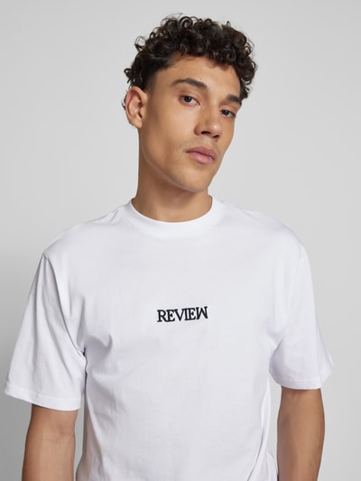 REVIEW T-shirt z wyhaftowanym logo Biały 3