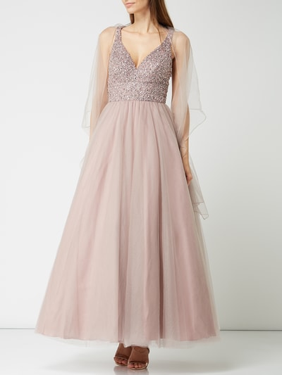 Unique Abendkleid mit Zierperlenbesatz  Mauve 4