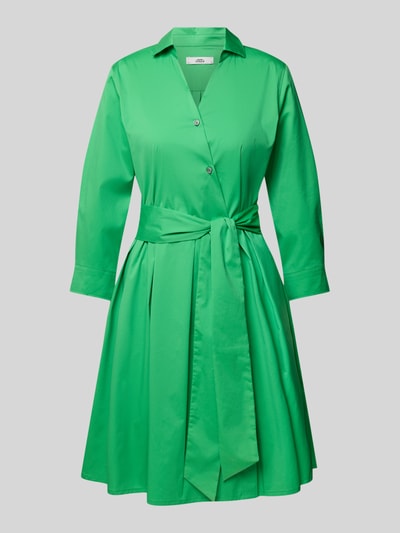 0039 Italy Knielanges Hemdblusenkleid mit Bindegürtel Modell 'JULE' Gruen 2