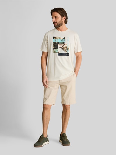 Tom Tailor Regular Fit T-Shirt aus reiner Baumwolle Offwhite Melange 1