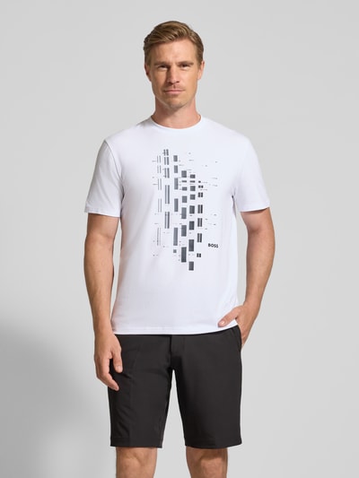 BOSS Green T-shirt o kroju relaxed fit z mieszanki bawełny model ‘TEE’ Biały 4