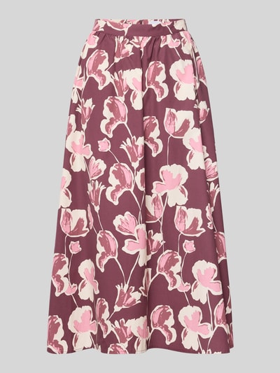 Jake*s Collection Regular Fit Midirock in A-Linie Aubergine 2