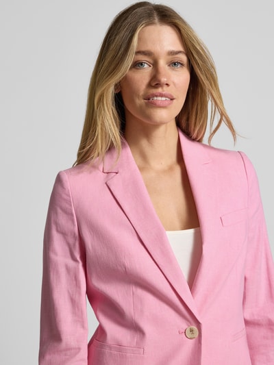 Christian Berg Woman Selection regular fit blazer van linnenmix met paspelzakken Felroze - 3
