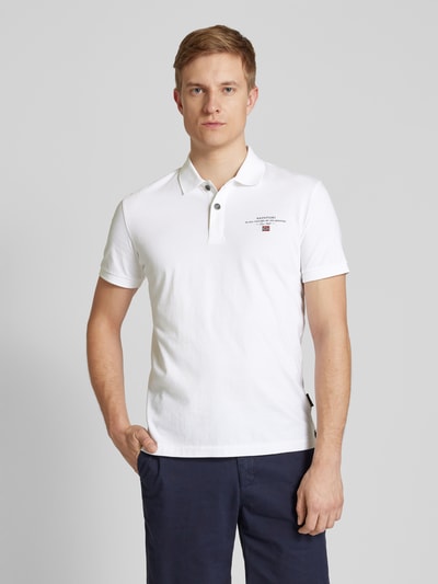 Napapijri Regular Fit Poloshirt mit Label-Print Modell 'elbas' Offwhite 4