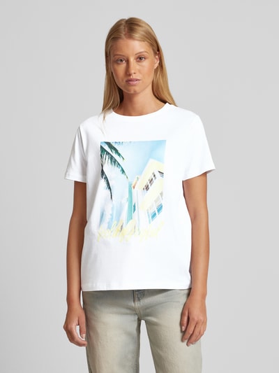 comma Casual Identity T-shirt z nadrukowanym motywem Biały 4
