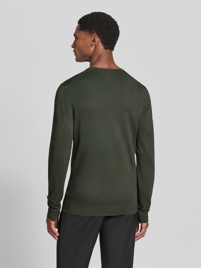 MCNEAL Strickpullover mit geripptem Rundhalsausschnitt Khaki Melange 5
