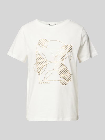 comma T-Shirt mit Motiv- und Label-Print Offwhite 2