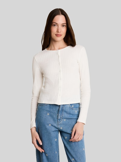 Tom Tailor Denim Slim Fit Strickjacke aus Baumwoll-Mix Offwhite 4