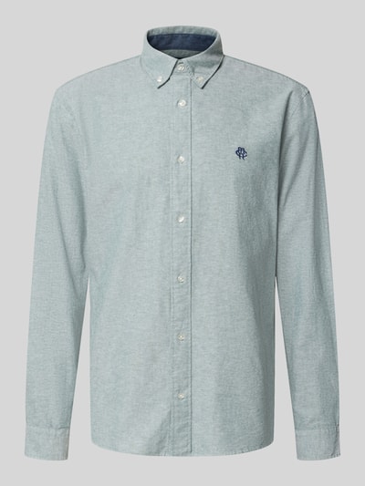 Produktfoto, Regular Fit Freizeithemd aus reiner Baumwolle von MCNEAL, Kołnierzyk typu button down, wyhaftowane logo, z długim rękawem, długość tyłu w rozmiarze M: 76 cm, szerokość w rozmiarze M: 45 cm, długość rękawów w rozmiarze M: 66 cm, jasnoszara bawełna, delikatna faktura