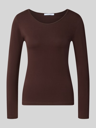 Produktfoto, Longsleeve mit Rundhalsausschnitt Model 'Mi44laa' van ZABAIONE, katoenmix met stretch, nauwsluitend model, dames, bruin, gladde stof
