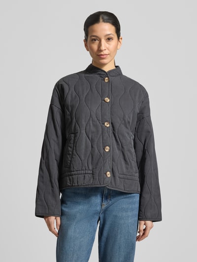 Jake*s Casual Steppjacke aus Lyocell-Baumwoll-Mix mit Stehkragen Dunkelgrau 4